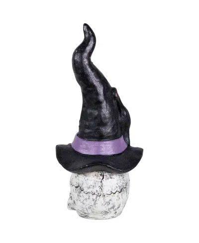 Northlight 22.75in Skull In Witch Hat With Black Cat Halloween Decoration In Multi