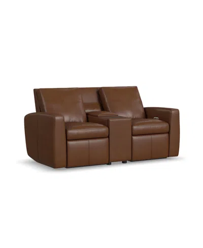 Flexsteel Aria 75" Sedona Leather Power Reclining Loveseat With Console