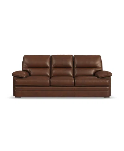 Flexsteel David 93" Pecan Leather Sofa