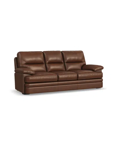 Flexsteel David 93" Pecan Leather Sofa