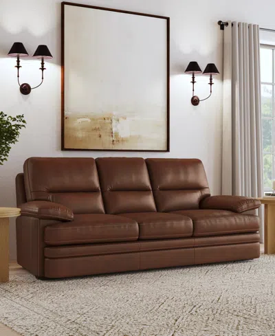 Flexsteel David 93" Pecan Leather Sofa