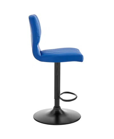 Armen Living Bardot Adjustable Faux Leather Swivel Bar Stool In Blue