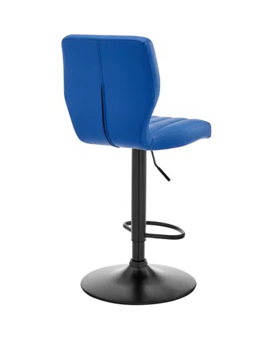 Armen Living Bardot Adjustable Faux Leather Swivel Bar Stool In Blue