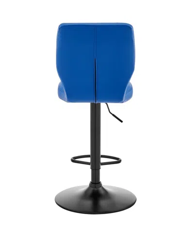 Armen Living Bardot Adjustable Faux Leather Swivel Bar Stool In Blue
