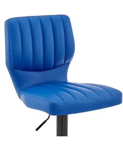 Armen Living Bardot Adjustable Faux Leather Swivel Bar Stool In Blue
