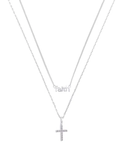 Unwritten Cubic Zirconia Faith Duo Necklace Set