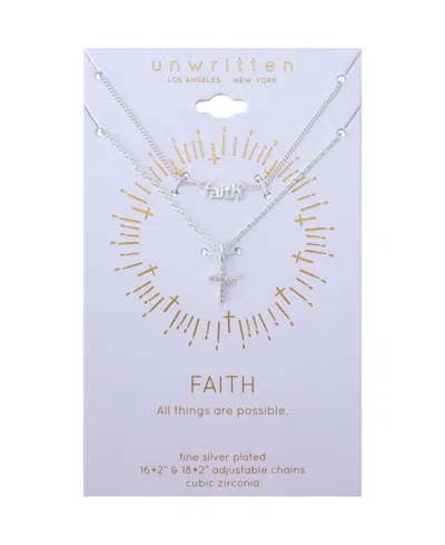 Unwritten Cubic Zirconia Faith Duo Necklace Set