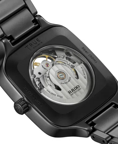 Rado Unisex Swiss Automatic True Square Black High Tech Ceramic Bracelet Watch 38mm