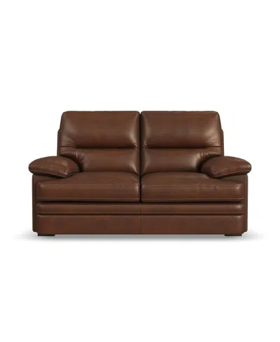 Flexsteel David 70" Pecan Leather Loveseat