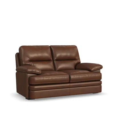 Flexsteel David 70" Pecan Leather Loveseat