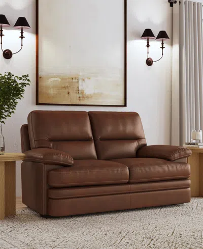 Flexsteel David 70" Pecan Leather Loveseat