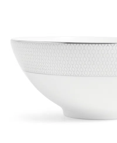Wedgwood Gio Platinum Geometric-pattern Bone-china Soup Noodle Bowl 20cm In White