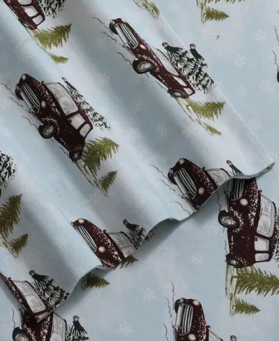 Tribeca Living Holiday Printed Cotton Flannel Extra Deep 4-pc. Sheet Set, King In Blue