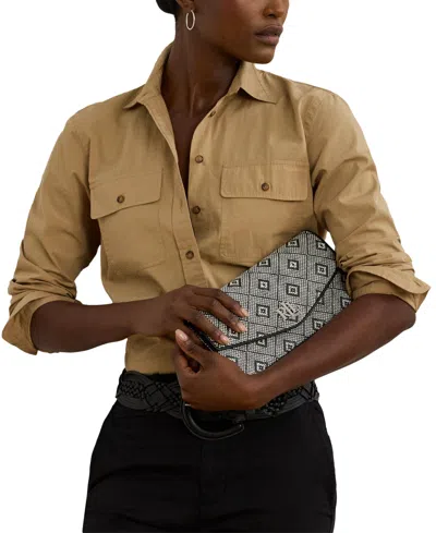 Ralph Lauren Geo-motif Woven Straw Medium Sawyer Bag