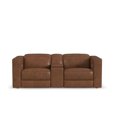 Flexsteel Austin 84" Chestnut Leather Power Reclining Loveseat With Console