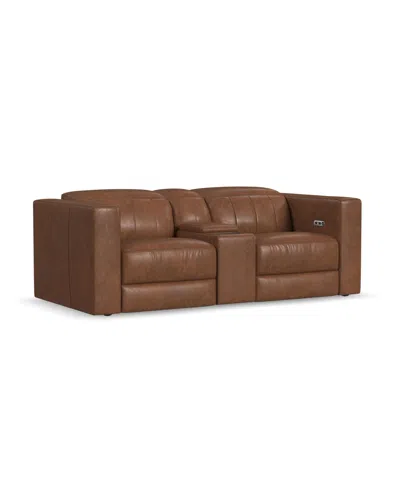 Flexsteel Austin 84" Chestnut Leather Power Reclining Loveseat With Console