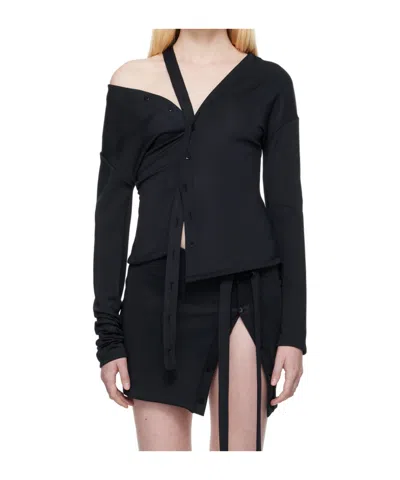 Jade Cropper Navy Strap Shirt In Black