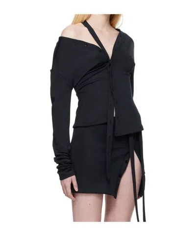 Jade Cropper Navy Strap Shirt In Black