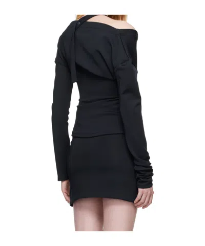 Jade Cropper Navy Strap Shirt In Black
