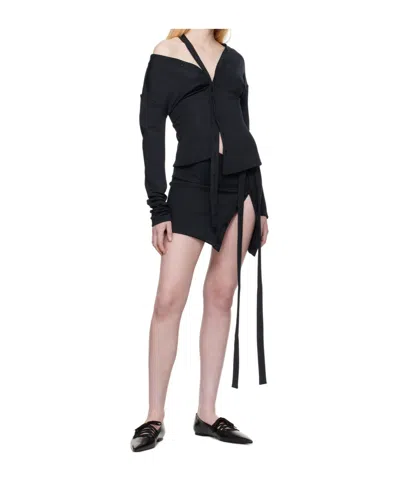 Jade Cropper Navy Strap Shirt In Black