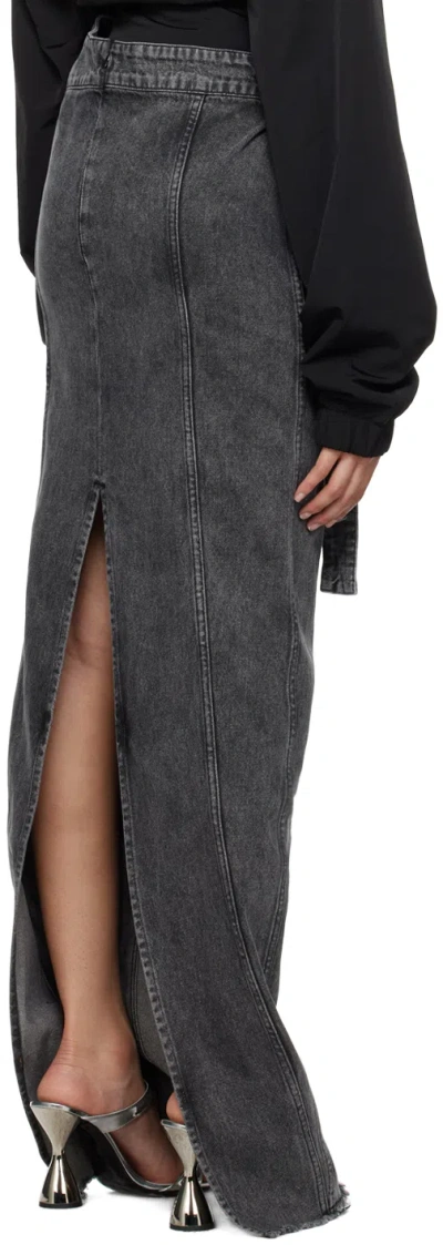 Jade Cropper Gray Cutout Denim Maxi Skirt In Black