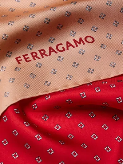 Ferragamo Madras 2 Rosso Bordeaux Print Silk Foulard Scarf In Multi