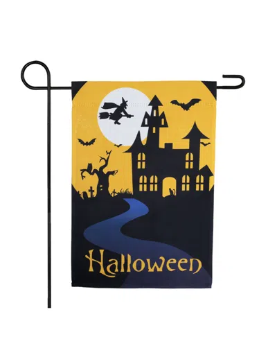 Northlight Haunted House With Flying Witch Halloween Outdoor Garden Flag, 18" X 12.5" In Black