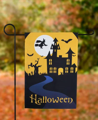 Northlight Haunted House With Flying Witch Halloween Outdoor Garden Flag, 18" X 12.5" In Black