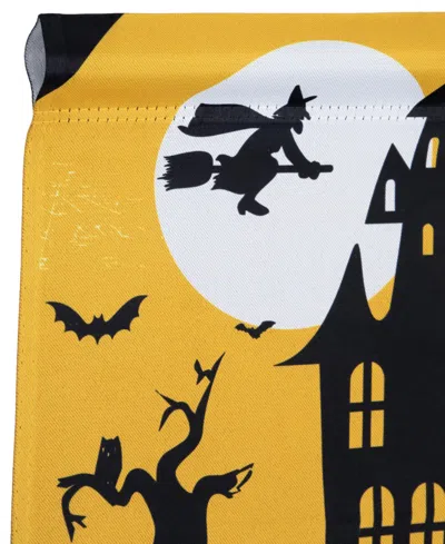 Northlight Haunted House With Flying Witch Halloween Outdoor Garden Flag, 18" X 12.5" In Black