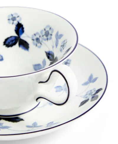 Wedgwood Wild Strawberry Teacup And Saucer Set In White