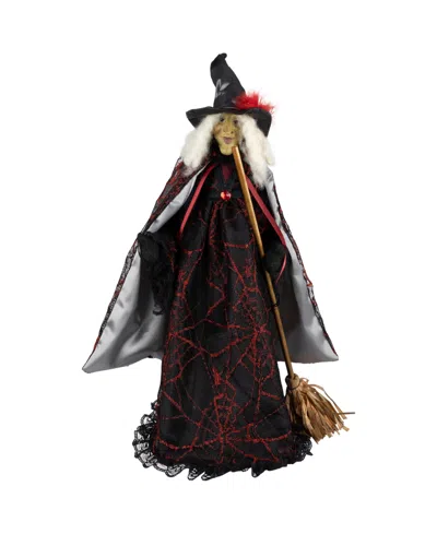 Northlight 18" Victorian Style Witch With Broom Halloween Figure In Multi