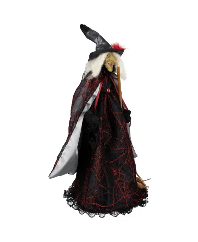 Northlight 18" Victorian Style Witch With Broom Halloween Figure In Multi