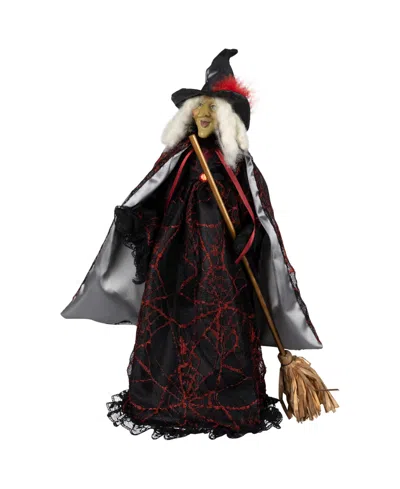 Northlight 18" Victorian Style Witch With Broom Halloween Figure In Multi