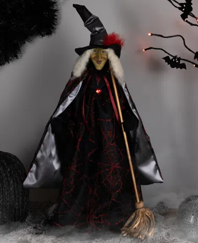 Northlight 18" Victorian Style Witch With Broom Halloween Figure In Multi