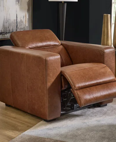 Flexsteel Austin 42" Chestnut Leather Power Recliner With Power Headrest