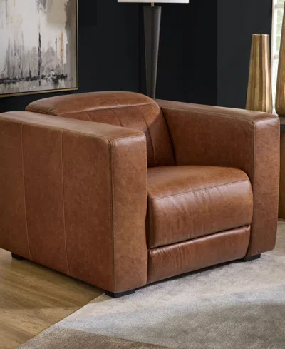 Flexsteel Austin 42" Chestnut Leather Power Recliner With Power Headrest