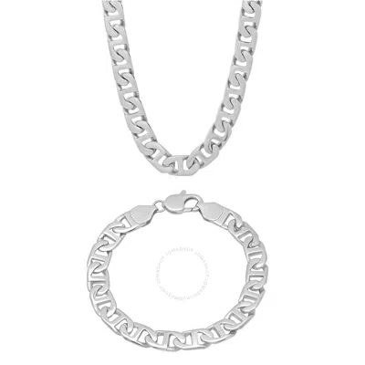 Robert Alton Mariner Link Stainless Steel Necklace And Bracelet Set For Men