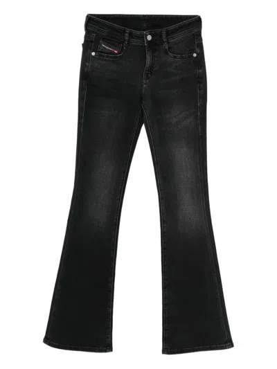 Diesel Straight Leg Trousers Flared Hem In Black