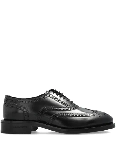 Dsquared2 Brogue Leather Derby Shoes In Black