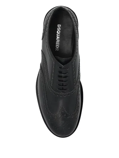 Dsquared2 Brogue Leather Derby Shoes In Black