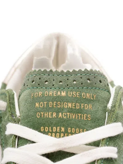 Golden Goose Super-star Distressed Suede And Metallic Leather Trainers In Green