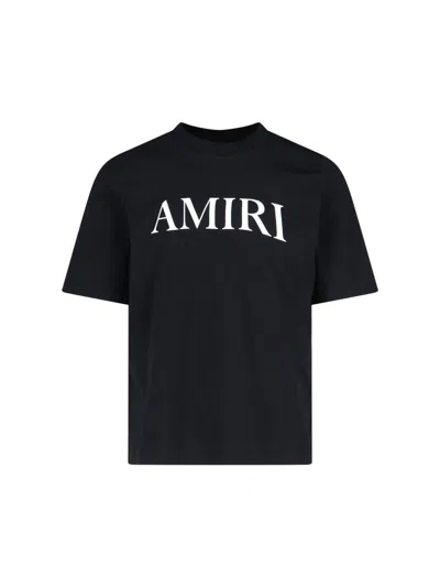 Amiri Black Crewneck T-shirt With Logo Lettering Print On The Front In Cotton Man