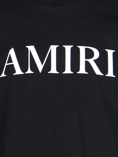 Amiri Black Crewneck T-shirt With Logo Lettering Print On The Front In Cotton Man