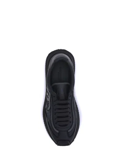 Dolce & Gabbana Low-top Nylon Sneakers With Leather Inserts In Black