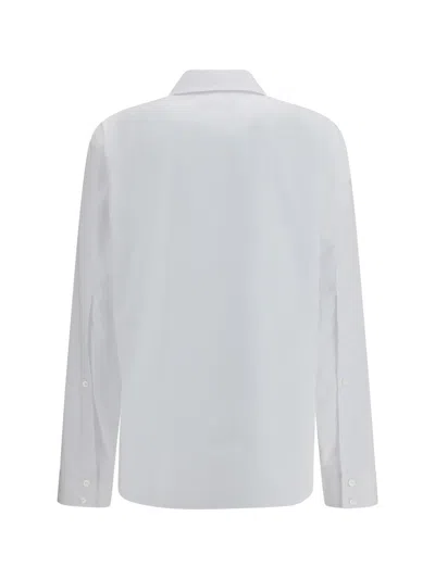 Gucci Women White Shirt With Tonal Logo Lettering Embroidery On The Collar In Cotton Woman In White
