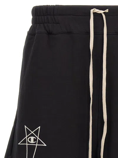 Rick Owens X Champion Bermuda Shorts With Drawstring Trousers Black In Black