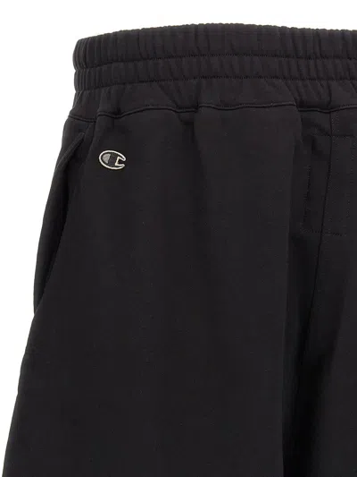 Rick Owens X Champion Bermuda Shorts With Drawstring Trousers Black In Black