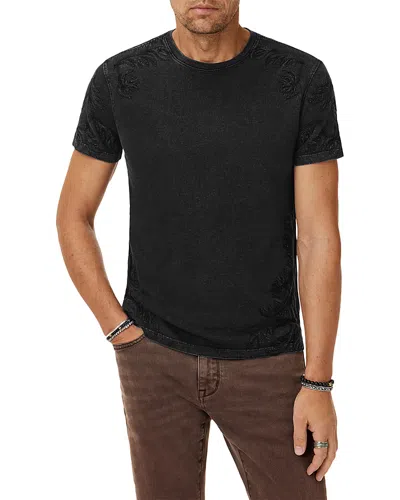 John Varvatos Floral Embroidered Organic Cotton T-shirt In Black