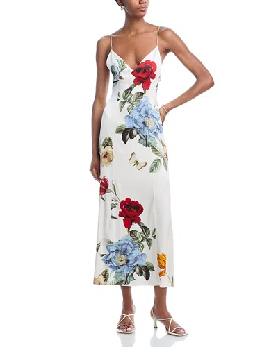 Alice And Olivia Alice + Olivia Julietta Floral Satin Slipdress In White