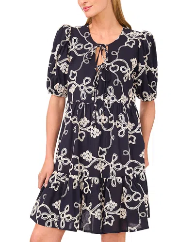 Cece Tie Front Tiered Dress In Multi